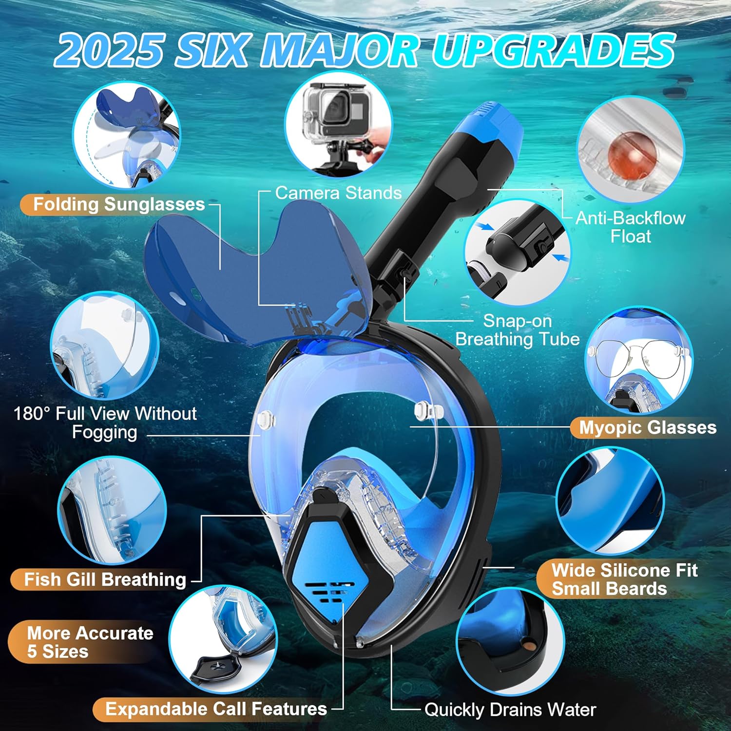 Snorkel Dry Top - Masker Snorkel Full Face Devilfish untuk
