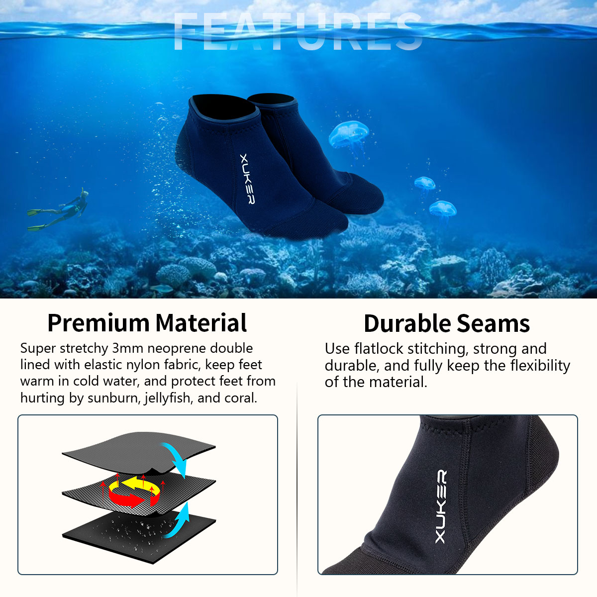 3Mm Neoprene Kaus Kaki Pantai  - Snorkel Dry Top ulasan dan harga