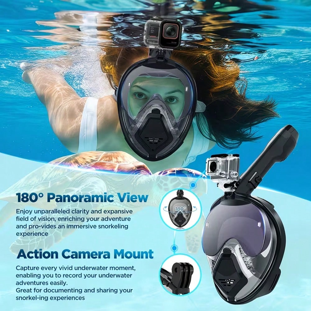 Masker Snorkel Full Face Devil - Snorkel Dry Top ulasan dan harga