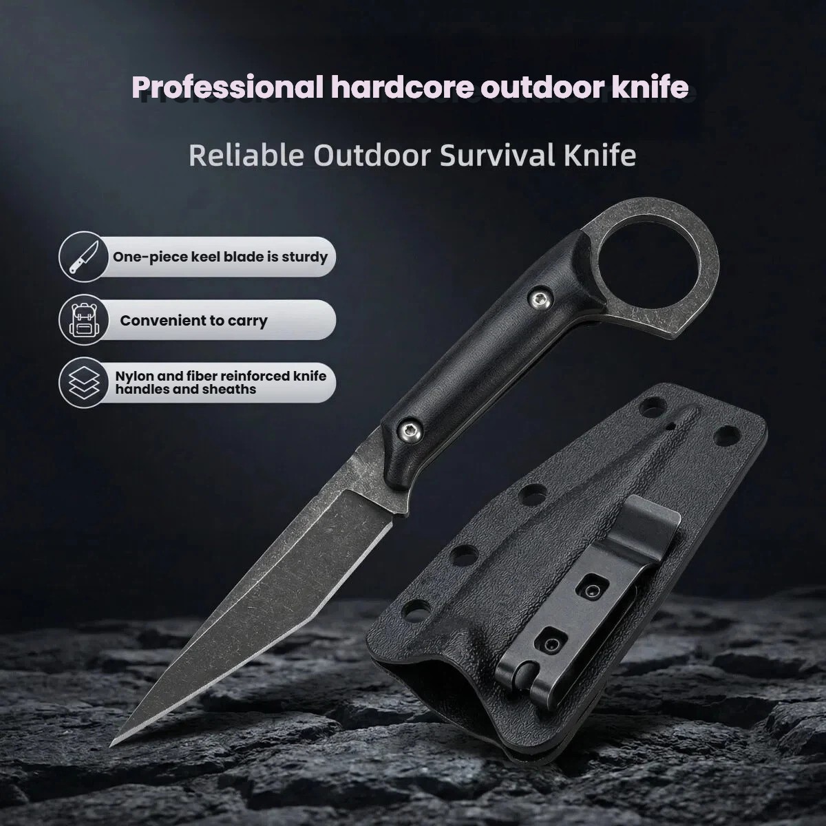 Pisau Lurus Bilah Tetap Hitam  - Dive Knife Titanium ulasan dan harga
